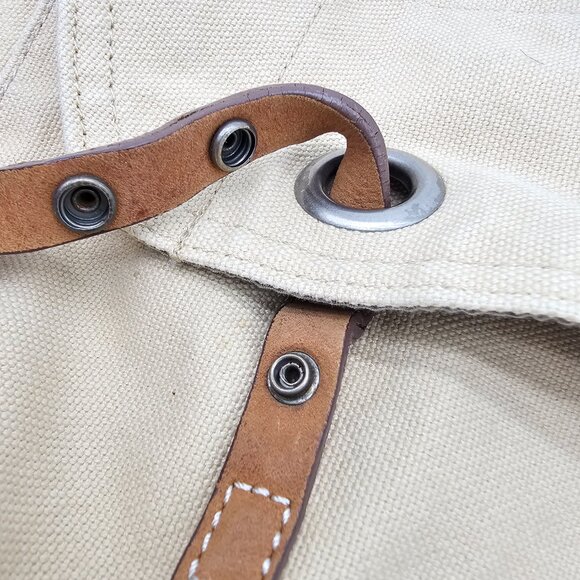 Y2K Old Navy Unisex Canvas Messenger Bag /w button closure One Size Cream/Beige - Picture 6 of 16